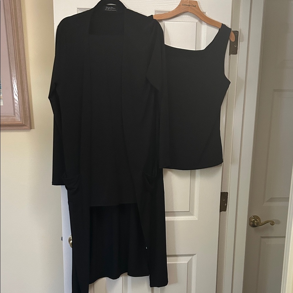 Elegant Black Long Sleeve Pant Set